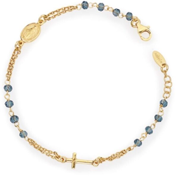 Bracciale Rosario E Cristalli Blu Oro