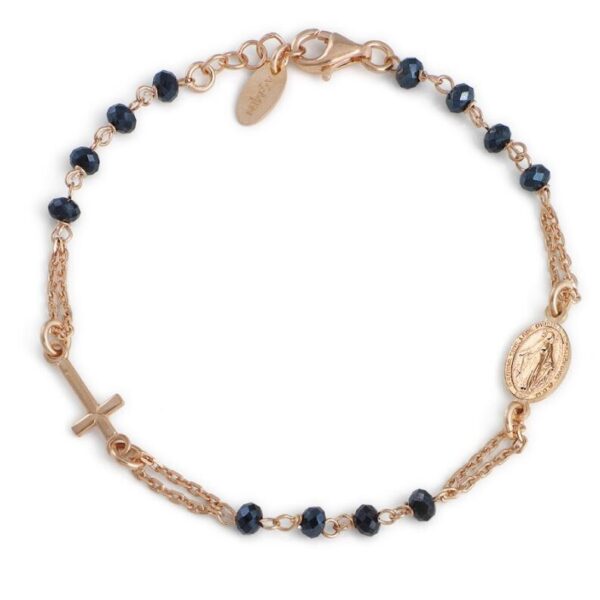 Bracciale Rosario E Cristalli Antracite Rosè