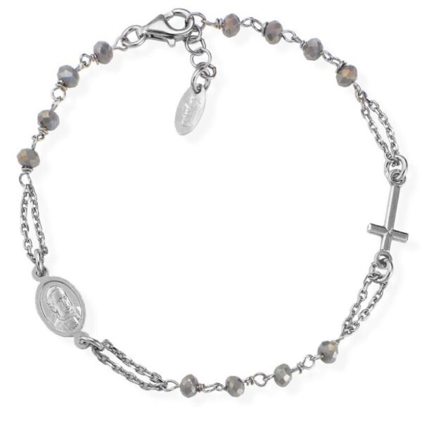 Bracciale Rosario E Cristalli Grigi