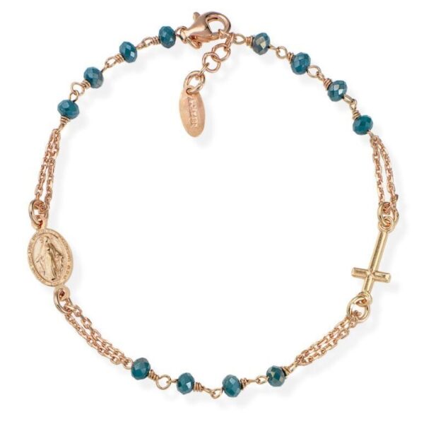 Bracciale Rosario E Cristalli Petrolio Rosè