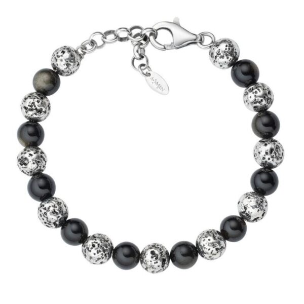 Bracciale Pietra Lavica E Occhio Di Tigre Nero