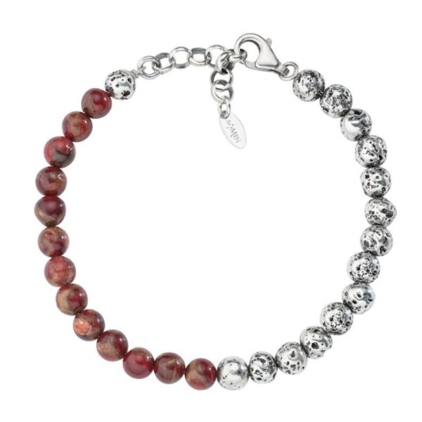 Bracciale Pietra Lavica E Occhio Di Tigre Rosso
