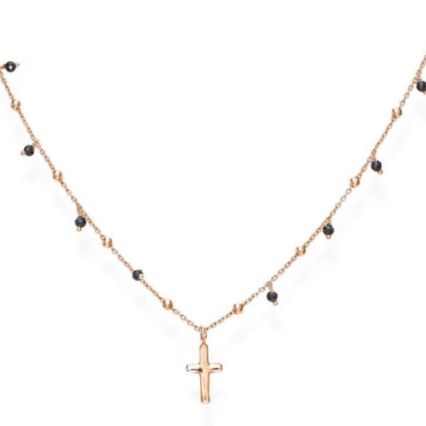 Collana Croce Rosè E Charm Zirconi