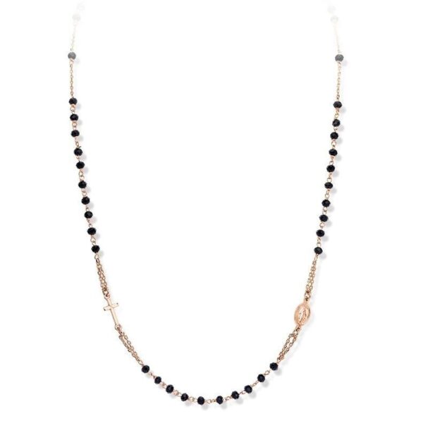 Rosario Girocollo E Cristalli Neri Rosè