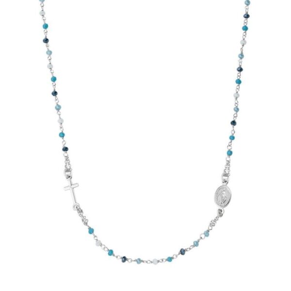 Collana Cristalli Blu E Perla