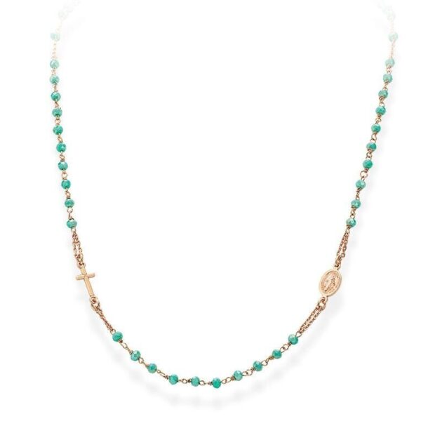 Rosario Girocollo E Cristalli Verde Mare Rosè