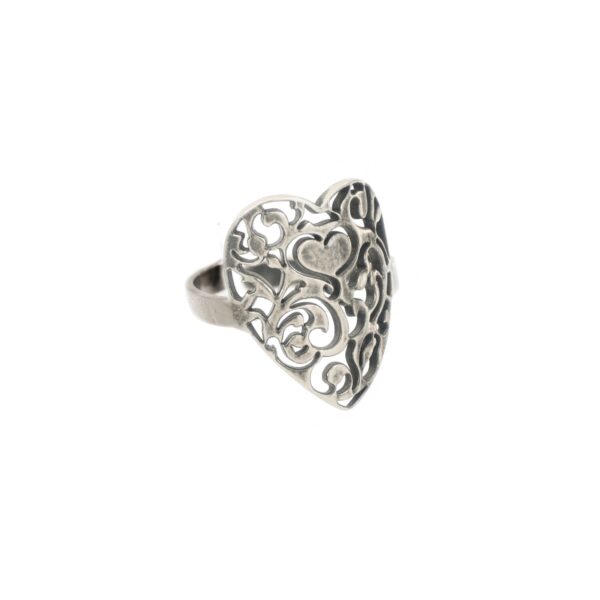 Anello cuore vittoriano brunito