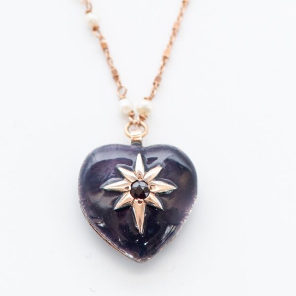 Collana cuore bombato nero